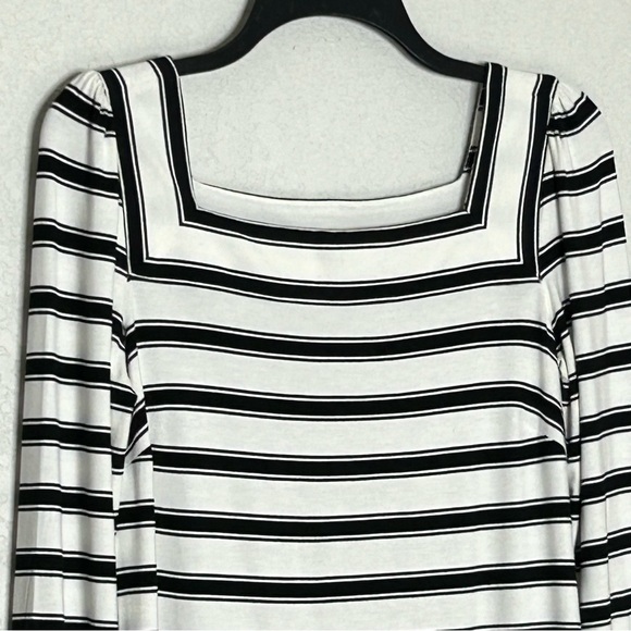 Loft Black/White Striped XS Long Sleeve Dress - Picture 2 of 13